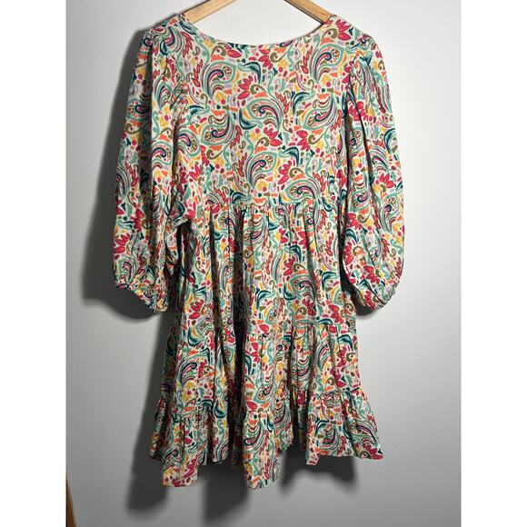 Marine Layer Scarlett Mini Dress Paisley Multi color Size L - Picture 2 of 9